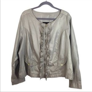 Lane Bryant metallic gold ruffle jacket Sz 22